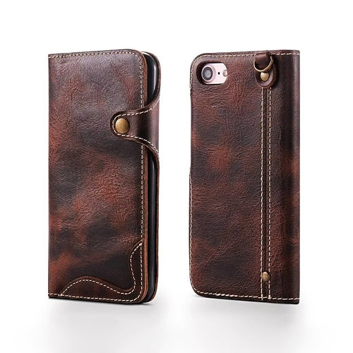 Crazy Horse Leather iPhone 7/8/7+/8+ Wallet Case